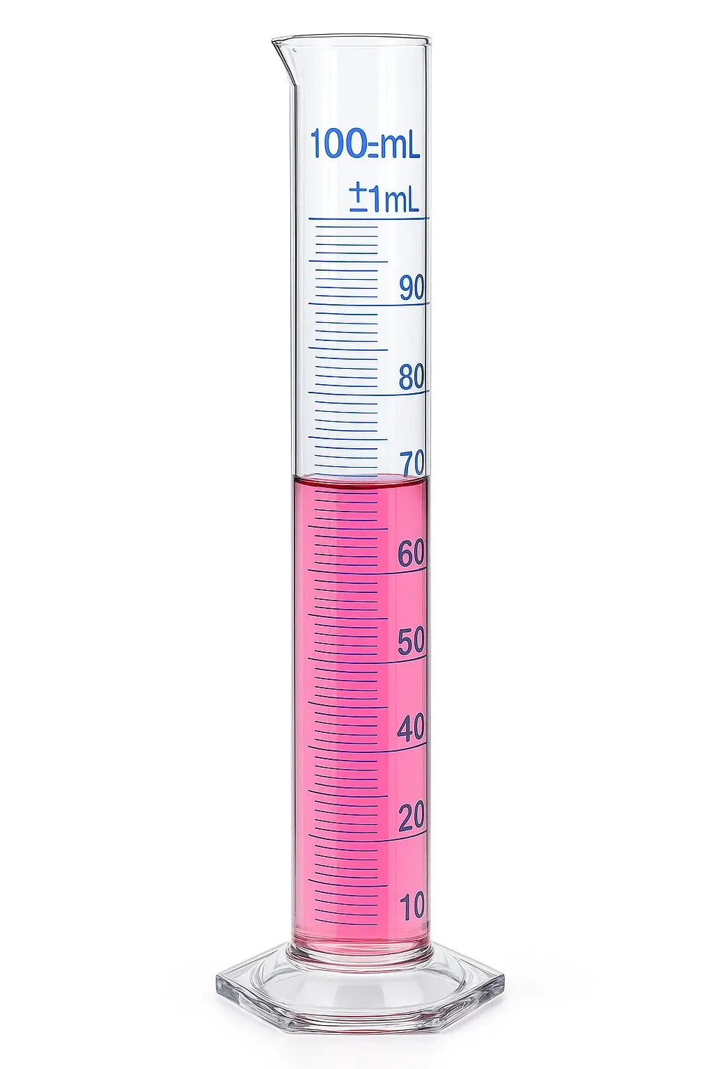 Mezür - Uzun Form - Hexagonal Cam Tabanlı - A Kalite - Grup Sertifikalı - Mavi Skala - 2000 mL