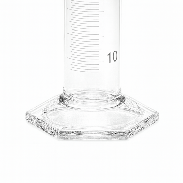 Mezür - Çalkalama - Hexagonal Cam Tabanlı - A Kalite - Grup Sertifikalı - Mavi Skala - 10 mL NS 29/32