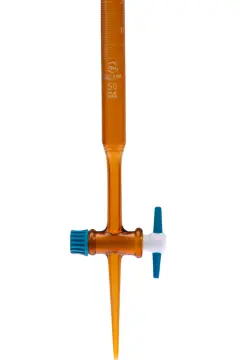 Büret - Düz - Amber - Ptfe Musluklu - As Kalite - Grup Sertifikalı - Beyaz Skala - 10 mL