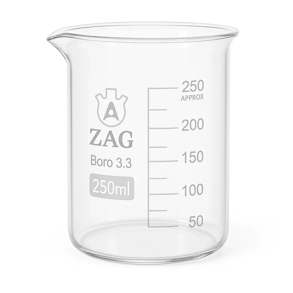 BEHER CAM KISA FORM  TAKSİMATLI     250 ML   Boro 3,3 glass