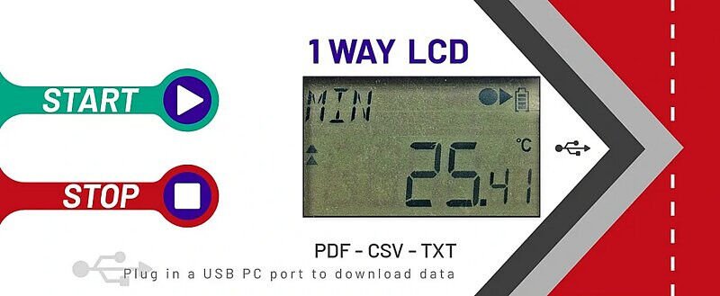 Sıcaklık Veri Kaydedici - Dahili Sensörlü / Tek Seferlik / LCD Ekranlı - Mini 1WAY