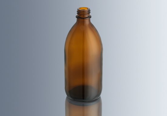 Şişe, Cam, Dar Boyunlu, Kapaklı, Amber, 100 ml