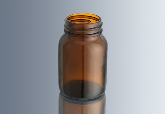 Şişe, Cam, Geniş Boyunlu, Kapaklı, Amber, 1000 ml