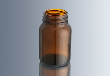 Şişe, Cam, Geniş Boyunlu, Kapaklı, Amber, 1000 ml