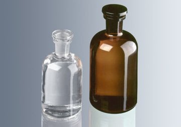 Çözelti Şişesi, Cam, Şilif Cam Kapaklı, Dar Boyunlu, Amber, Yuvarlak, 250 ml