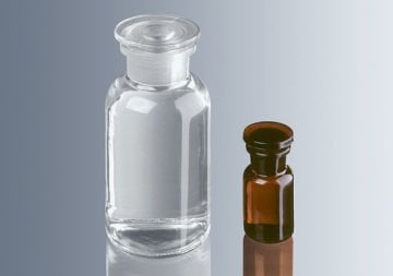 Çözelti Şişesi, Cam, Şilif Cam Kapaklı, Geniş Boyunlu, Amber, Yuvarlak, 50 ml