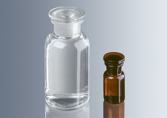 Çözelti Şişesi, Cam, Şilif Cam Kapaklı, Geniş Boyunlu, Amber, Yuvarlak, 2000 ml