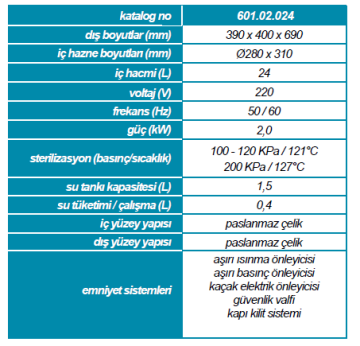 Otoklav - Dik Tip - 24 Lt