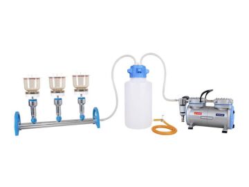  Vakum Filtrasyon Sistemi, Rocker 400 + Alüminyum 3'lü Manifold + MF 3 ( 300 ml ) Manyetik Huni + Atık Toplama Şişesi + Silikon Hortum, MultiVac 310-MS-T, Set
