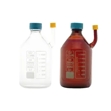 Şişe - Yan Kollu - Amber - Borosilikat Cam - 2000 mL