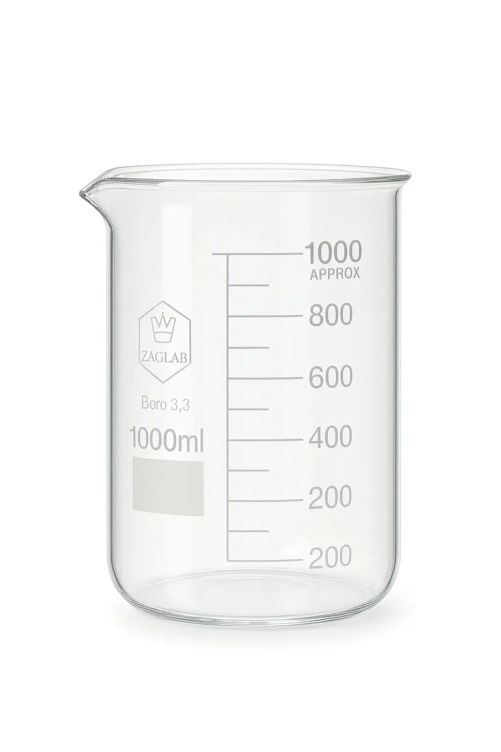 BEHER CAM KISA FORM  TAKSİMATLI   1000 ML   Boro 3,3 glass